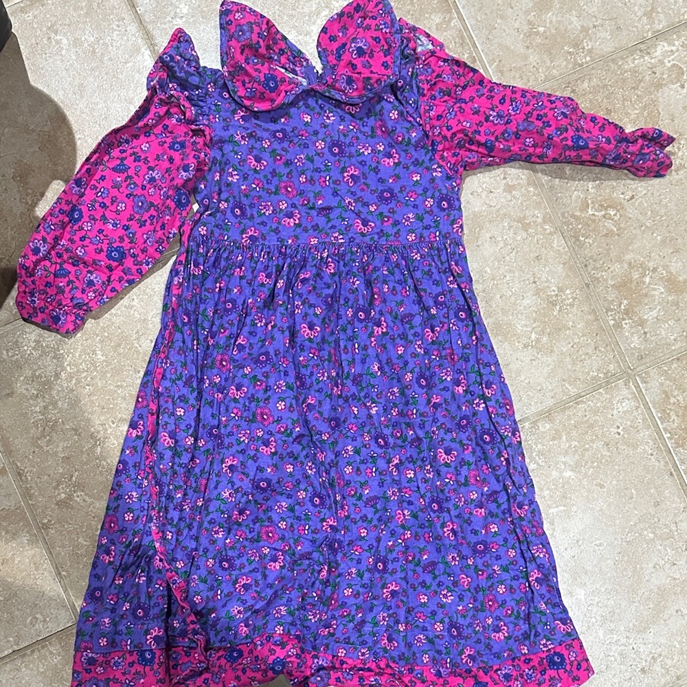 Vibrant Pink and Purple Floral Kids Dress